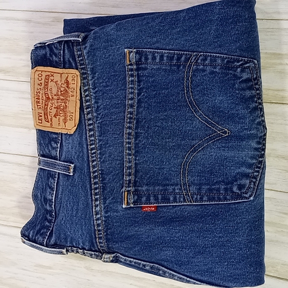 Levi's 501 Button Fly Straight Leg Blue Jeans Men's Size W41 L 29 - Picture 9 of 16